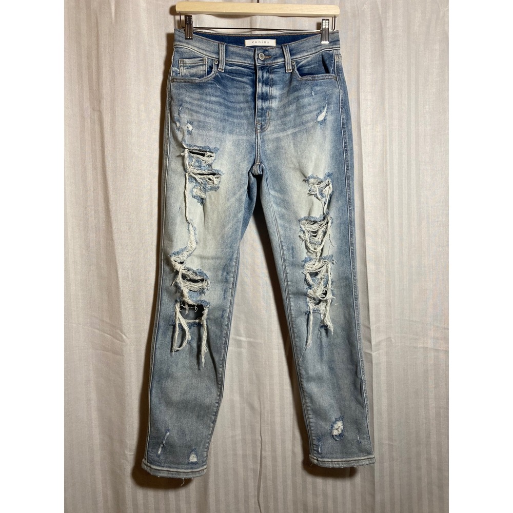 Eunina Rocky High Rise Boyfriend Jeans‎ Light Wash Distressed E88034WIK Size 3